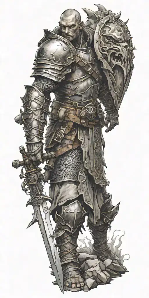 A Swordsman Clad In Light Armor Standing Atop A Vanquished Goblin