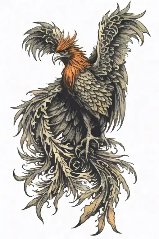 Phoenix On Fire Rising Out Of Shoulder Armor