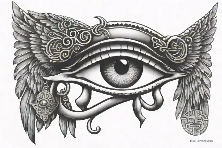 Eye Of Ra With Egyptian Wings