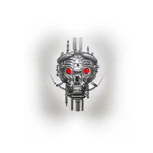 Machine Gears Hip Tattoo With Flames And Barbed Wire