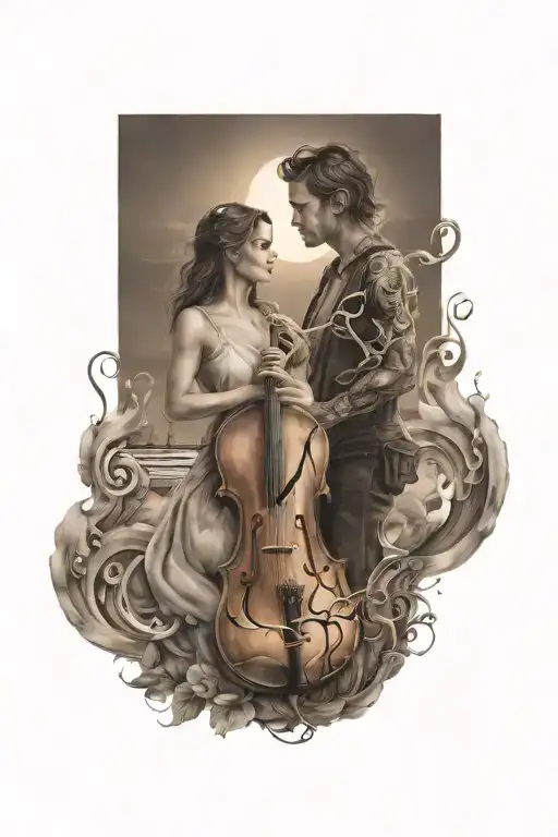 Brother And Sister Playing Sunset Music Notes