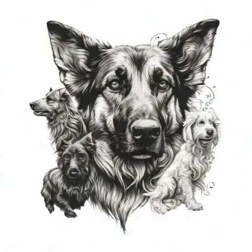 German Shepherd And Poodle Dogs