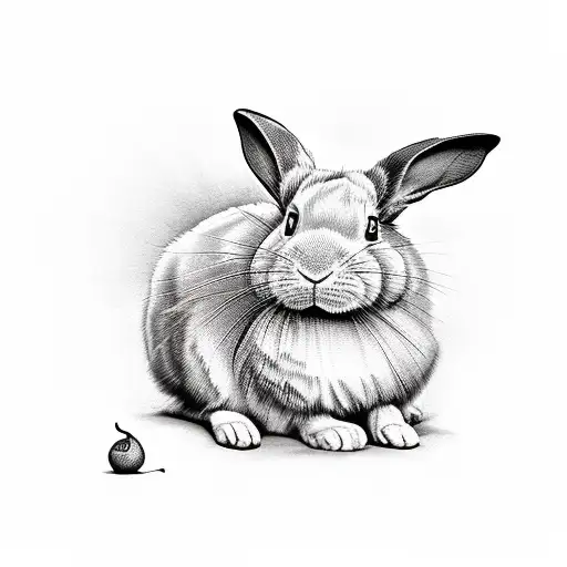 One White And One Black Rabbit Sitting Back To Back