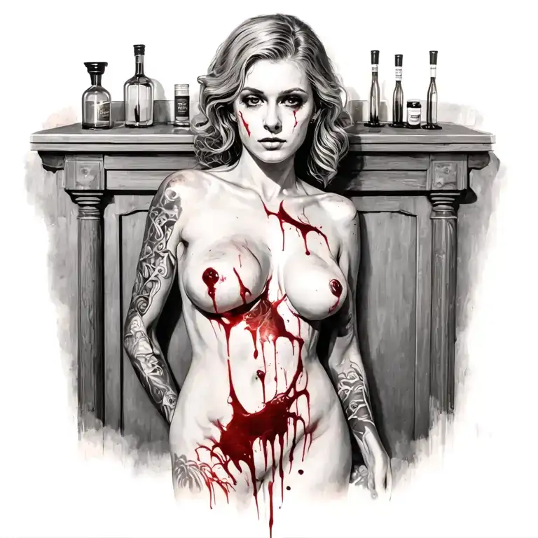 Bloody Woman Full Body Old Bar