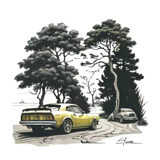 Mpalm Trees Cars Beach