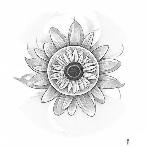 A Daisy Flower And Stars Around Moon In The Background