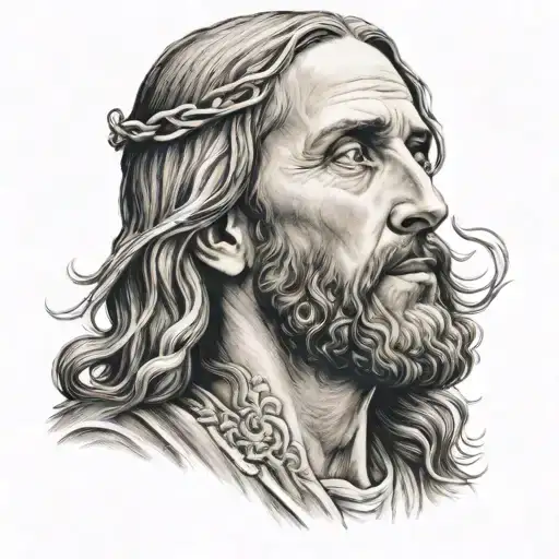 Whispering Jesus Neck Tattoo Design