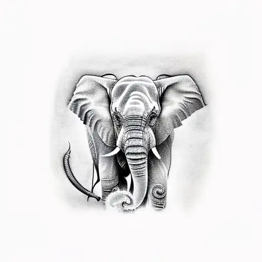 Asian Elephant With Lotus