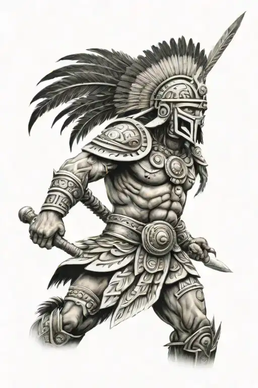 Aztec Warrior Full Body In Half Sleeve