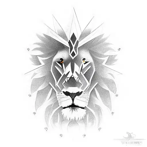 Shoulder Armor With Lion Face In It And Three Red Lines Through The Lion