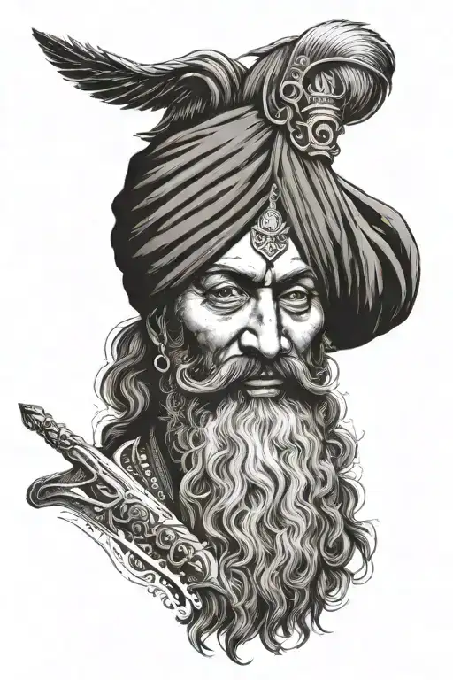 Baba Deep Singh Holding A Sword Going