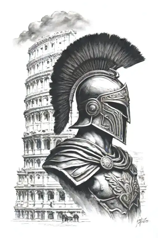 Spartan With Colosseum In Background