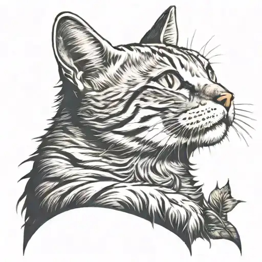 Cat With Crown With Plam Tree Sun Setting