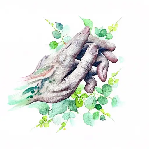 Hands Green Watercolor Vines