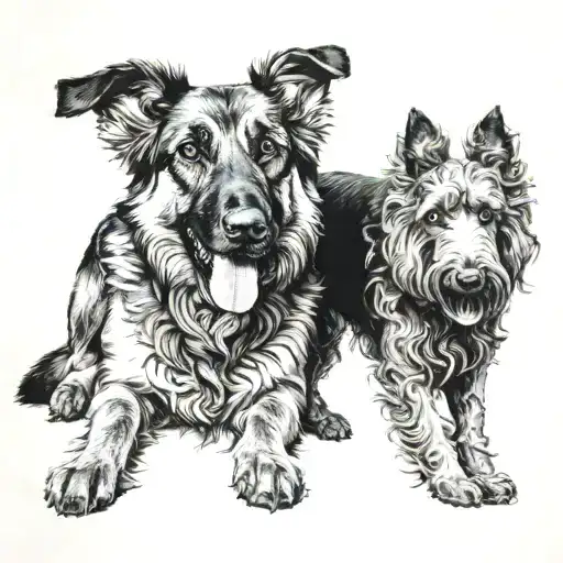 German Shepherd And Poodle Dogs