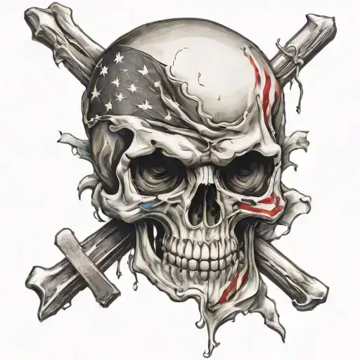 Usa Skull With Flag With Cross
