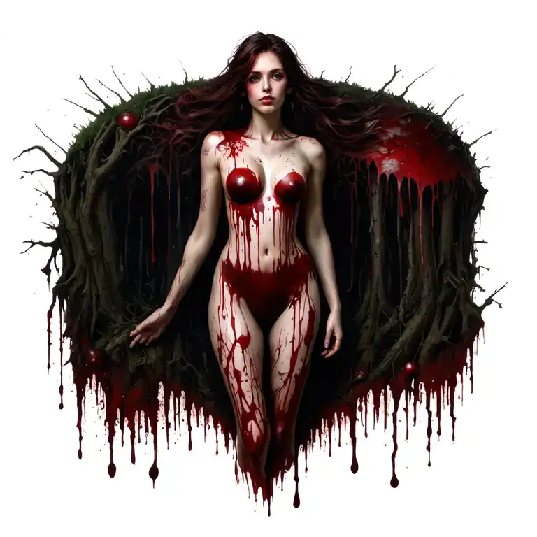 Woman Full Body Forrest Blood