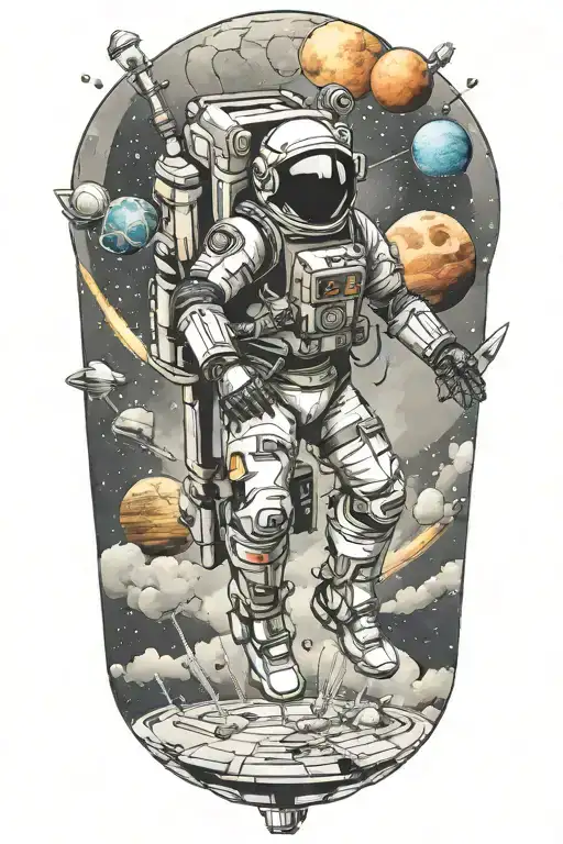 Jetpack With Clothes Planets Orbiting