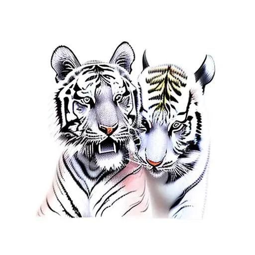 Tiger Father With Tiger Cub