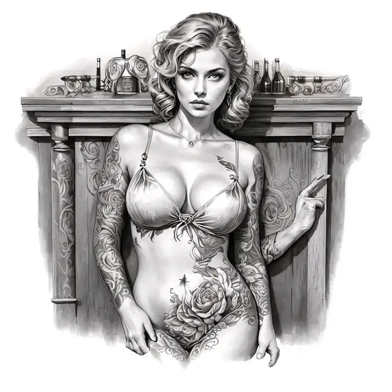 Woman Full Body Old Bar