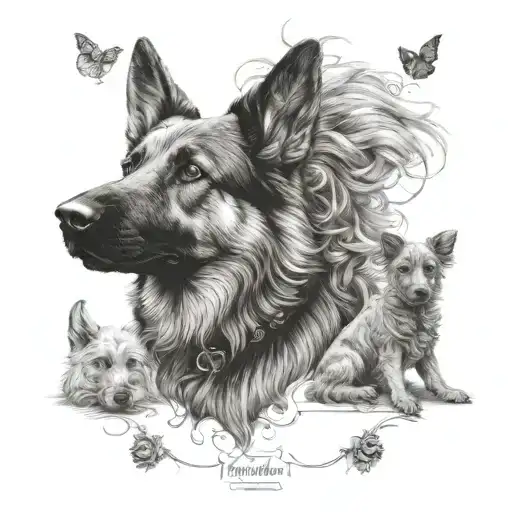 German Shepherd And Poodle Dogs