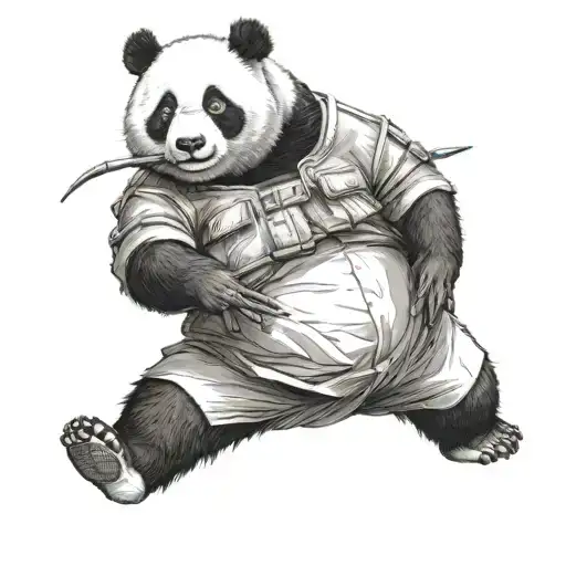 Panda Stand In Battle Pose