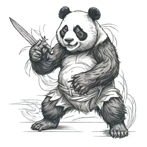 Panda Stand In Battle Pose Roar