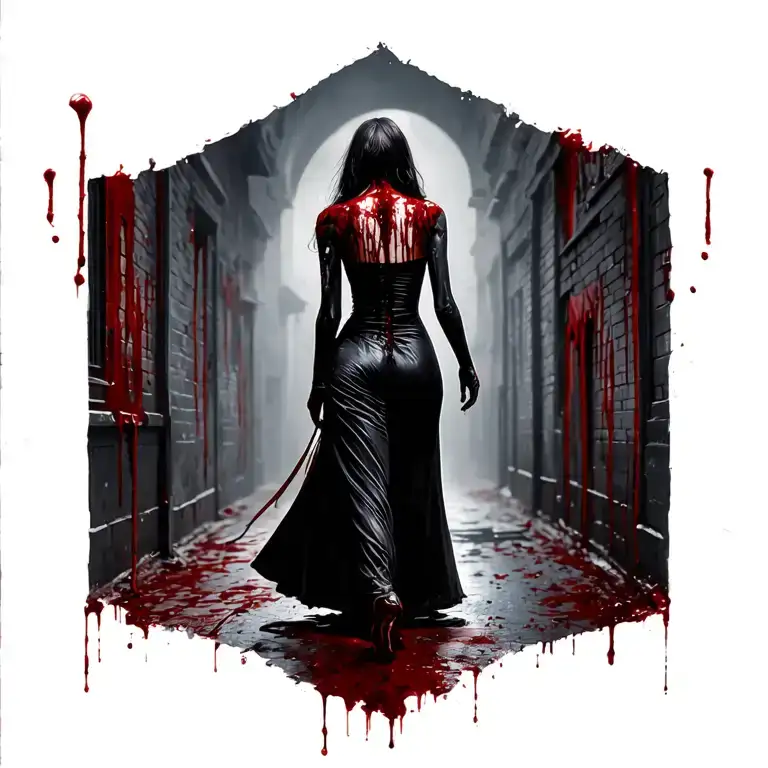 Woman Bloody Full Body People B Jack The Ripper Walking Away