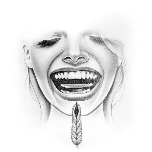 Crown In Skin On Beautiful Happy Crying Woman