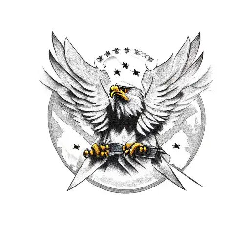 Eagle Holding Tattered Flag