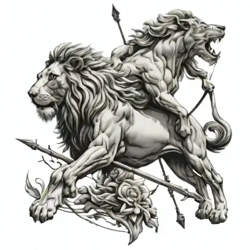 Sagittarius Arrow And Lion At The Middle