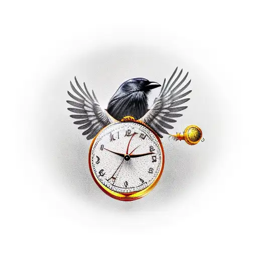 Crow Sitting On A Clock