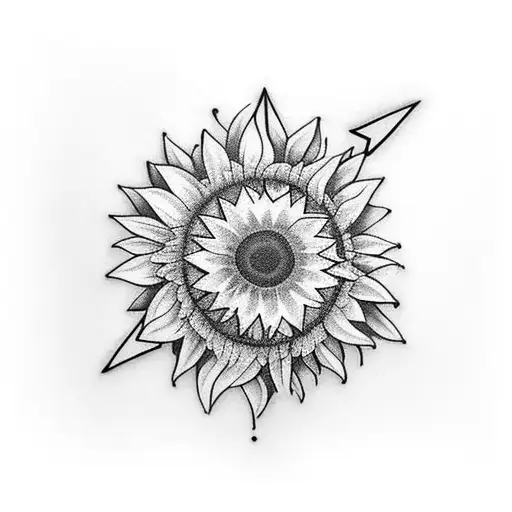 Arrow Going Through Sunflower