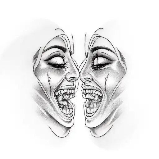 Two Different Face One Crying And One Laughing