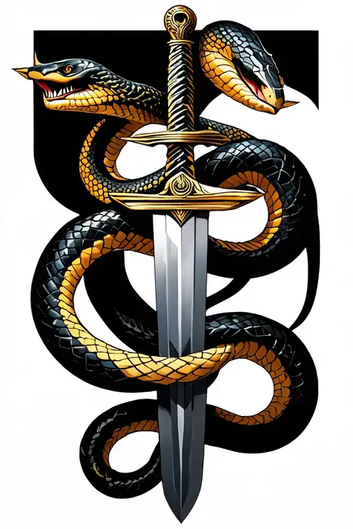 Kundalini Sword 2 Geometrically Entwined Snakes