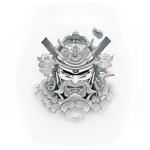 Buried Katana And Samurai