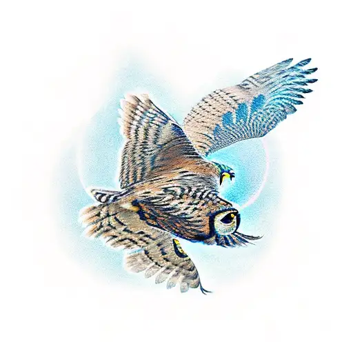 Owl Flying Straight At The Point Of View Of The Viewer