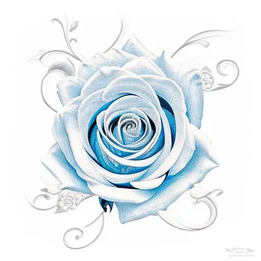 Blue Rose Flower With Filigree Ormaments