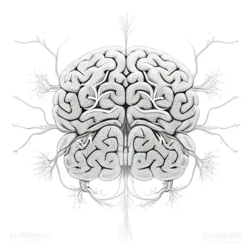 Abstract Representation Of Brain Neurons In Blackwork