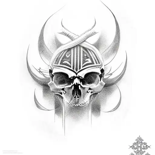 Norse Skull Black And White