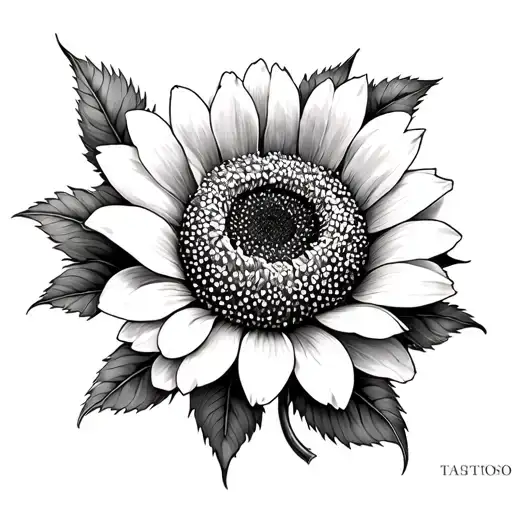 Daisy Peony And Sunflower Tattoo Design