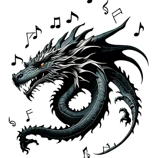 A Mathematical Equation Forming The Shape Of A Dragon Breathing Musical Notes