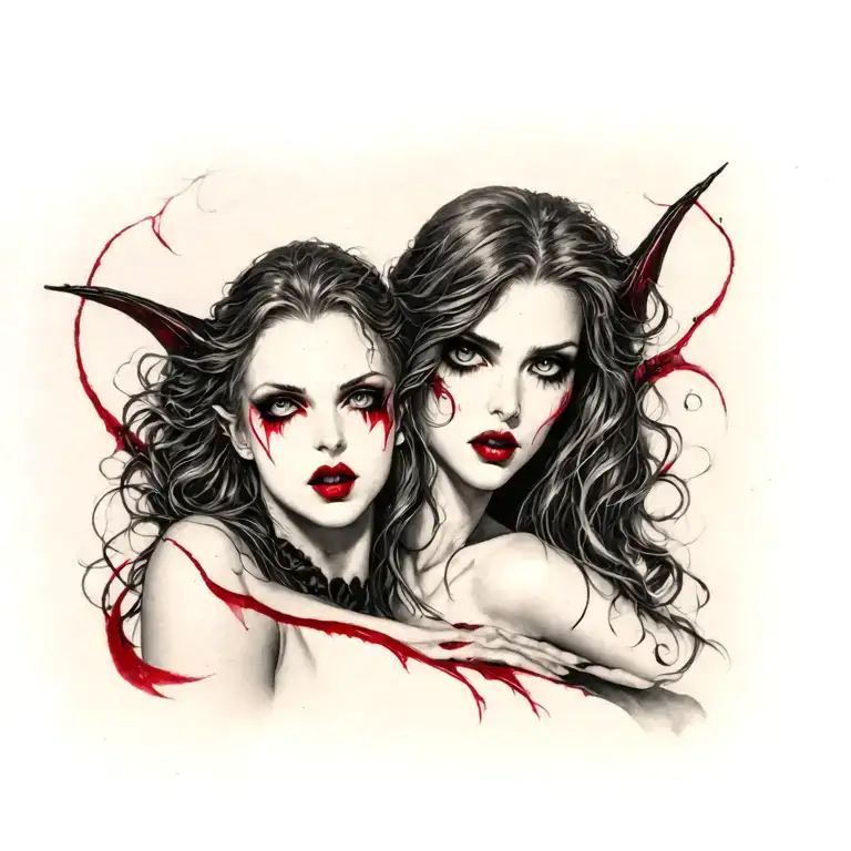 Realism Tattoo Sexy Vampire