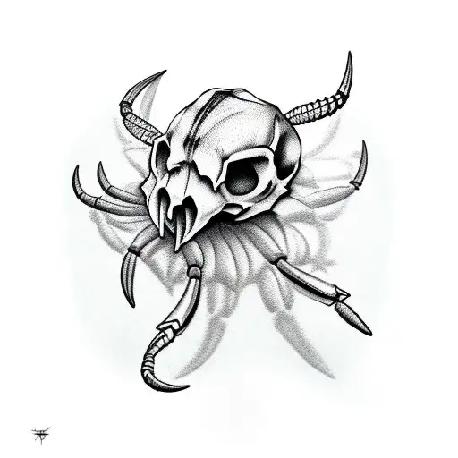 Panther Skull With Scorpion Crawling Through It