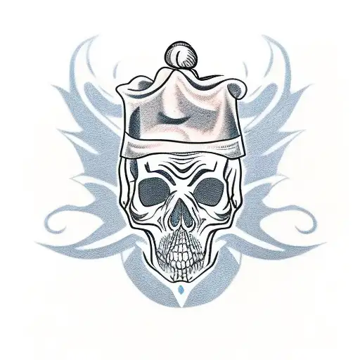 A Realism Style Tattoo Of A Chef Holding A Skull While Surrounded By Stars And A Storm