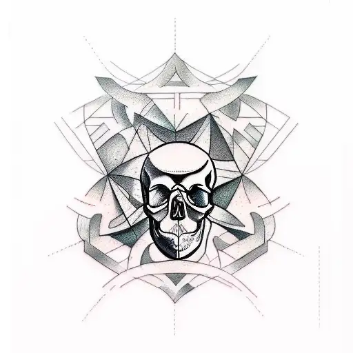 Design A Tattoo For A Neck Of A Skull With Geometrical Elements