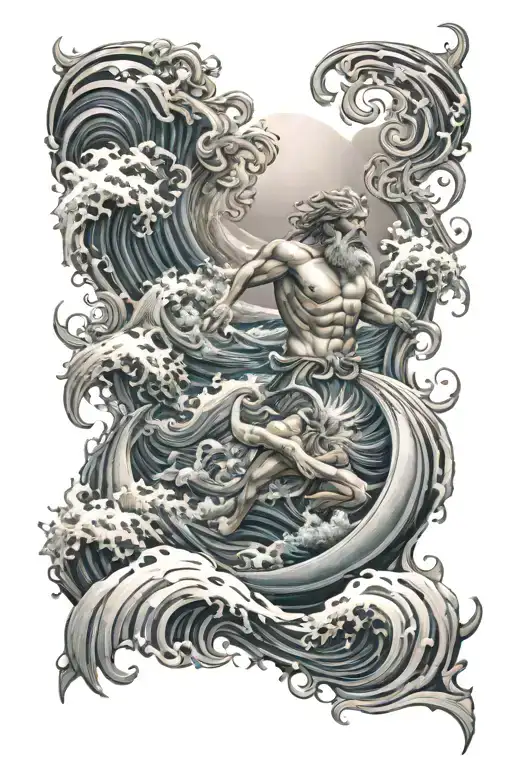 Ocean Waves And Poseidon