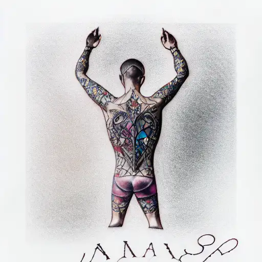 A Man Reflected In Broken Stained Glass