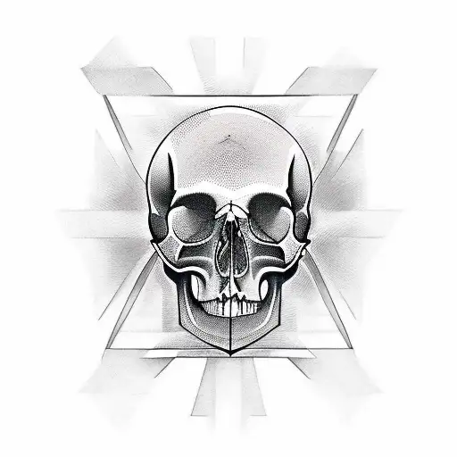 Design A Tattoo For A Neck Of A Skull With Geometrical Elements