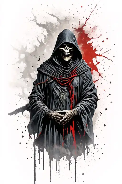 Dystopian Hellscape Background With Hooded Reaper